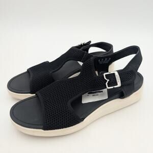 Dr. Scholl's Time Off Sun Flat Sandal Women's Black/White Size US8M EU38.5